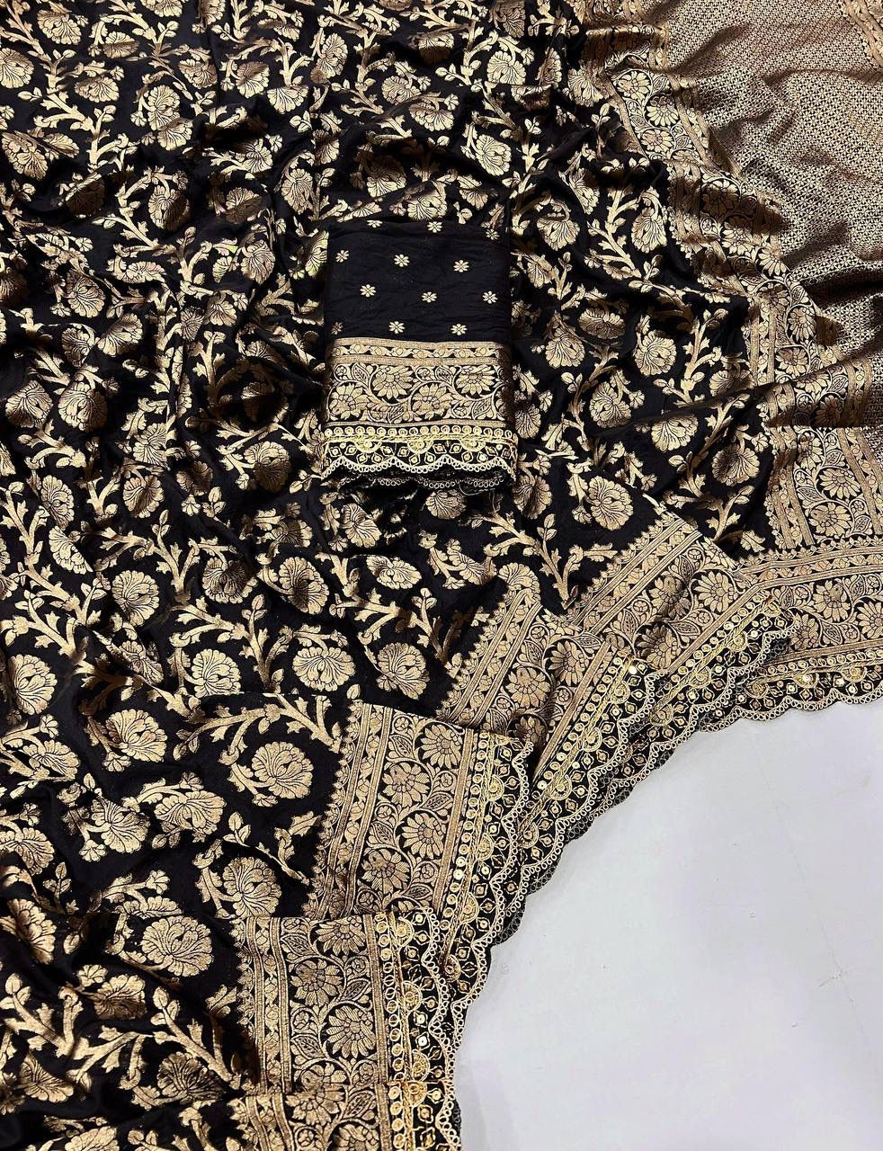 Pure khaddi georgette designer saree