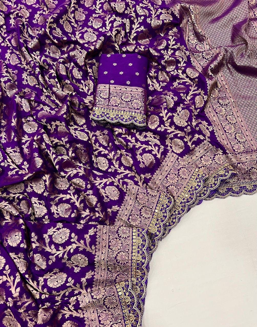 Pure khaddi georgette designer saree