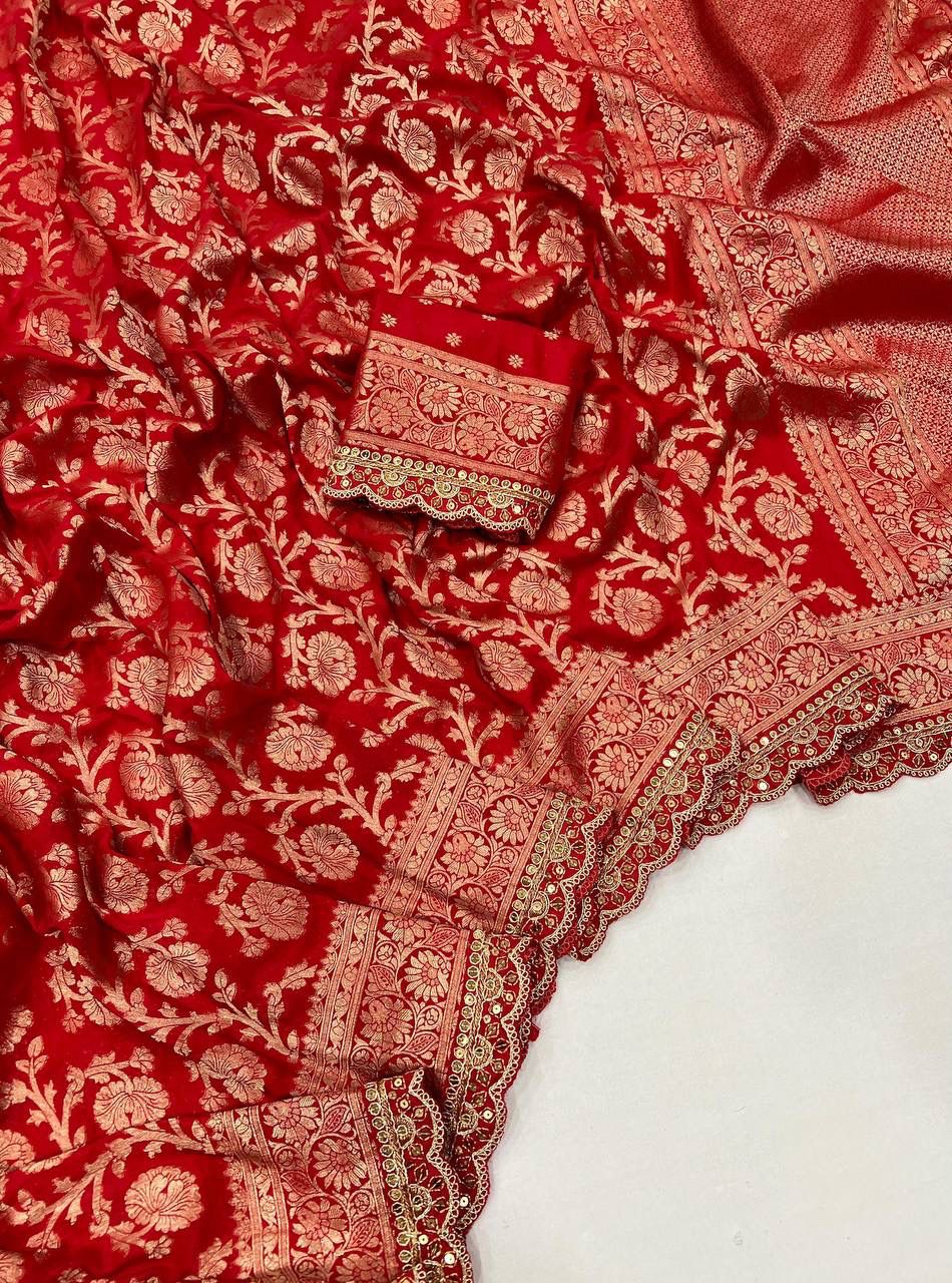 Pure khaddi georgette designer saree