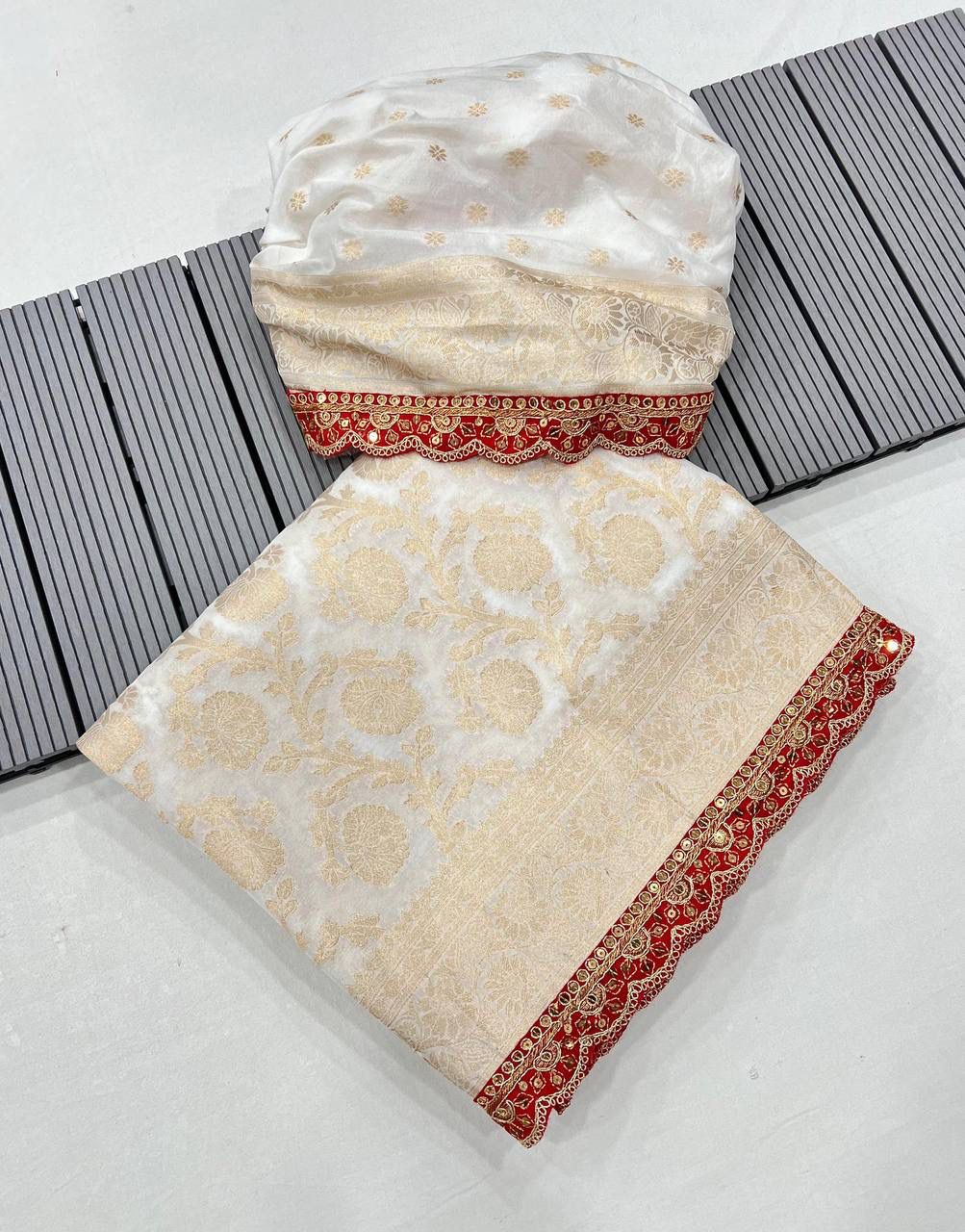 Pure khaddi georgette designer saree