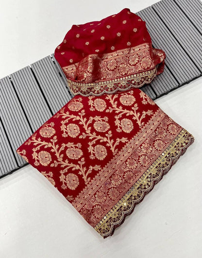 Pure khaddi georgette designer saree