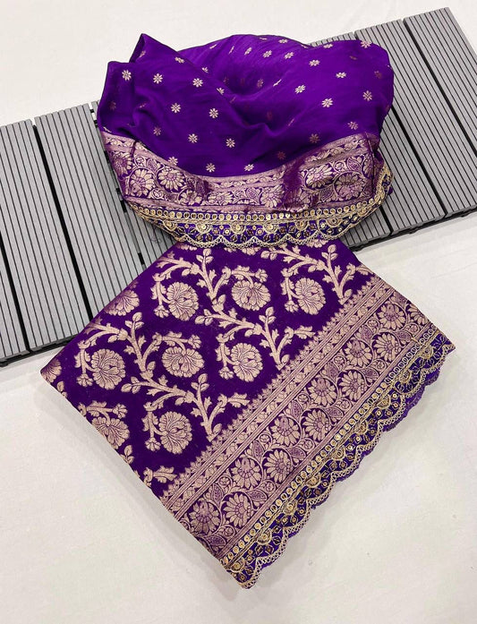 Pure khaddi georgette designer saree