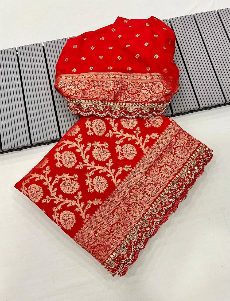 Pure khaddi georgette designer saree