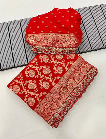 Pure khaddi georgette designer saree