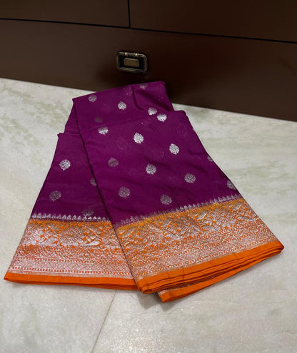 Handloom semi katan georgette silk soft saree
