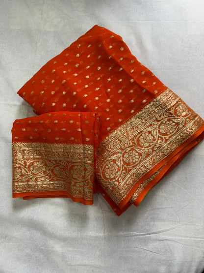 Viscose Georgette Saree With Running Blouse