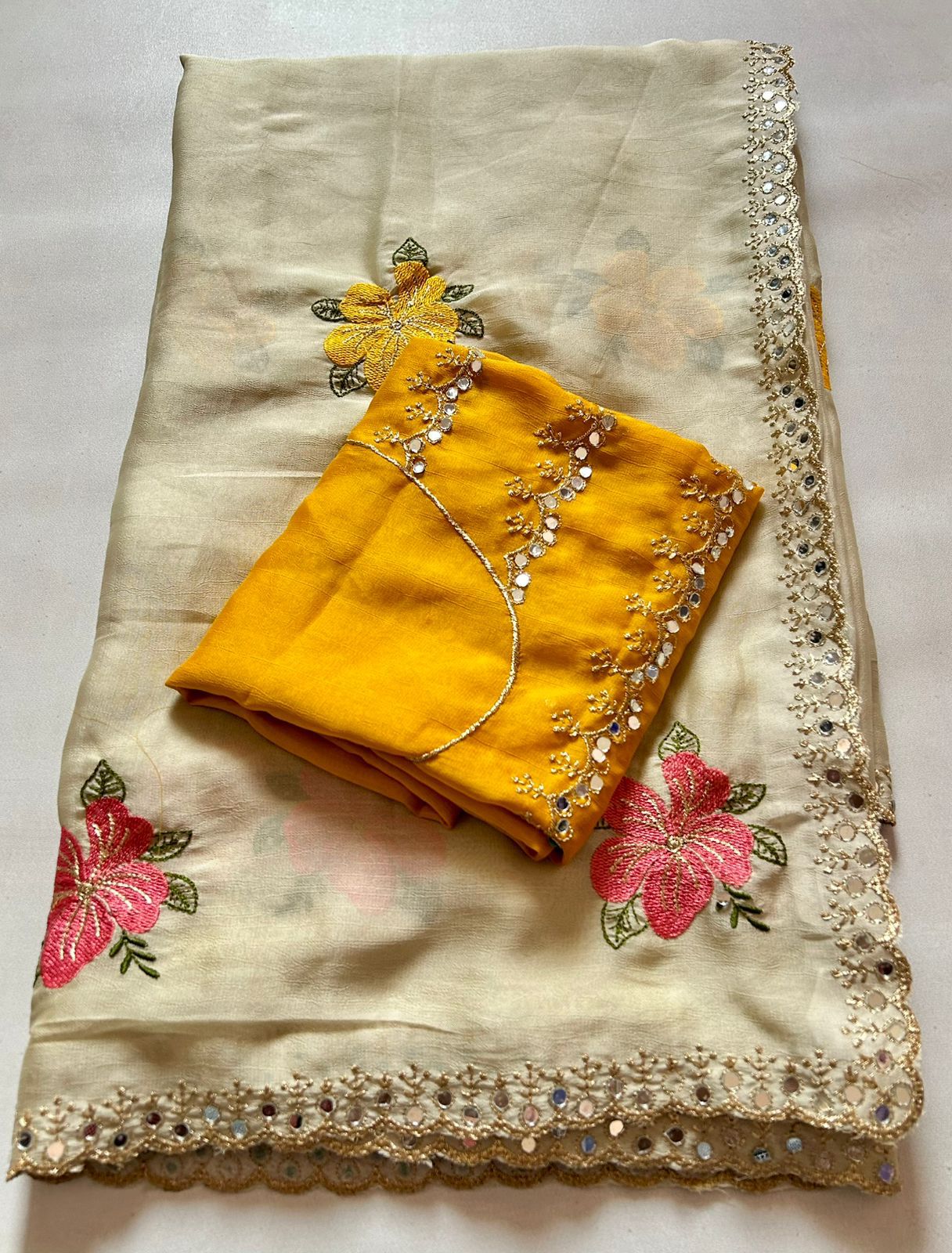 Soft Rangoli silk Saree with embroidery work