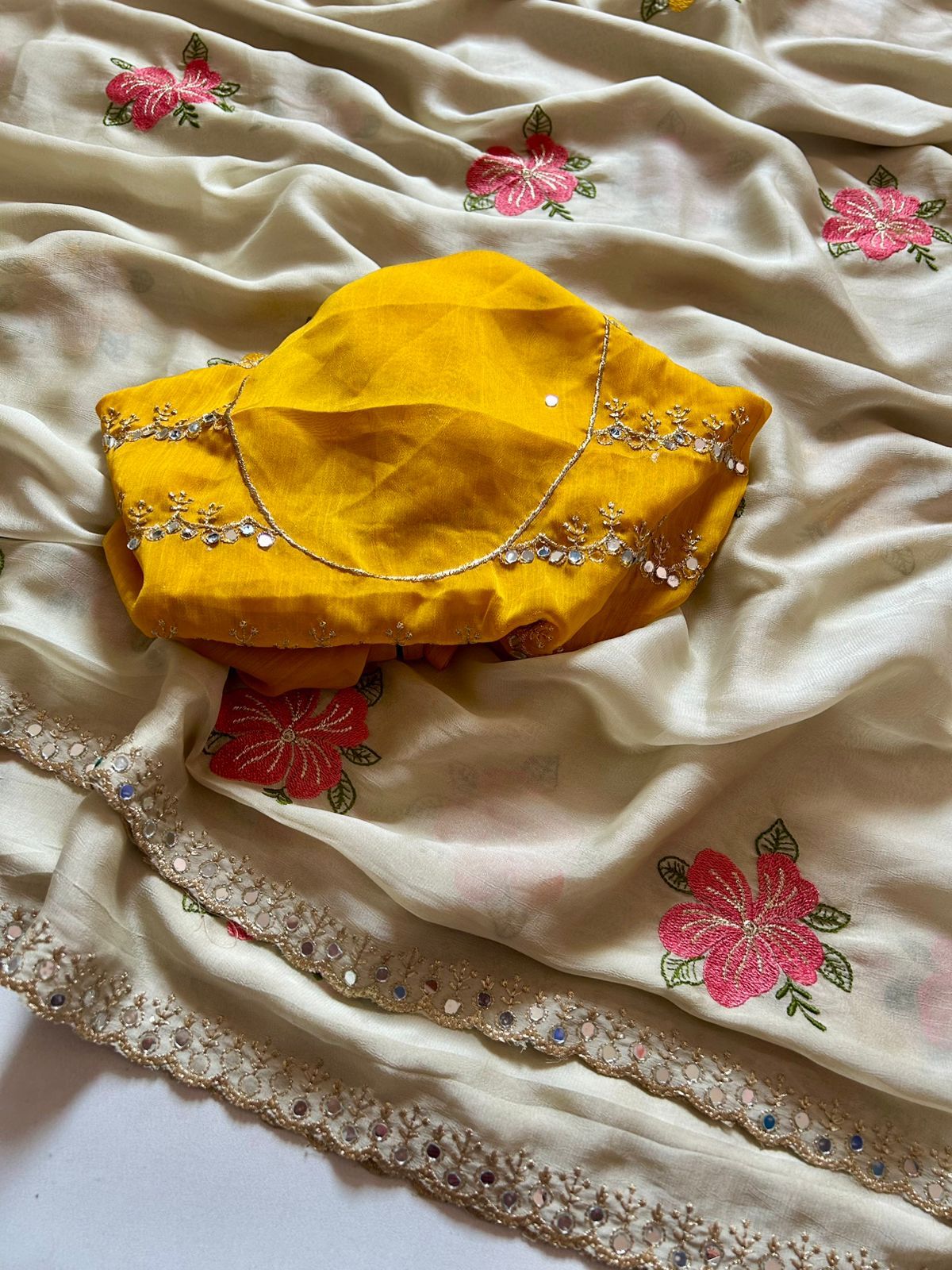 Soft Rangoli silk Saree with embroidery work