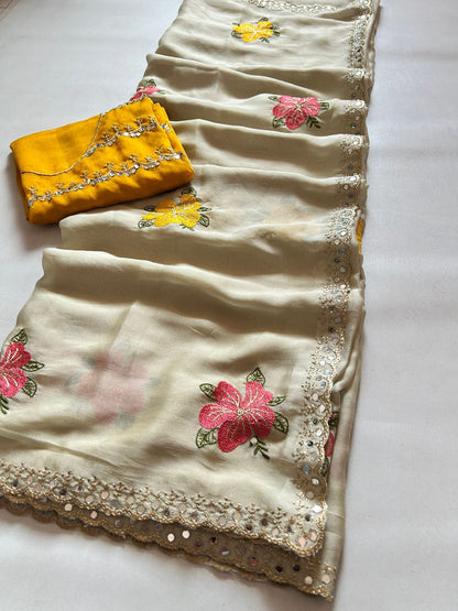 Soft Rangoli silk Saree with embroidery work