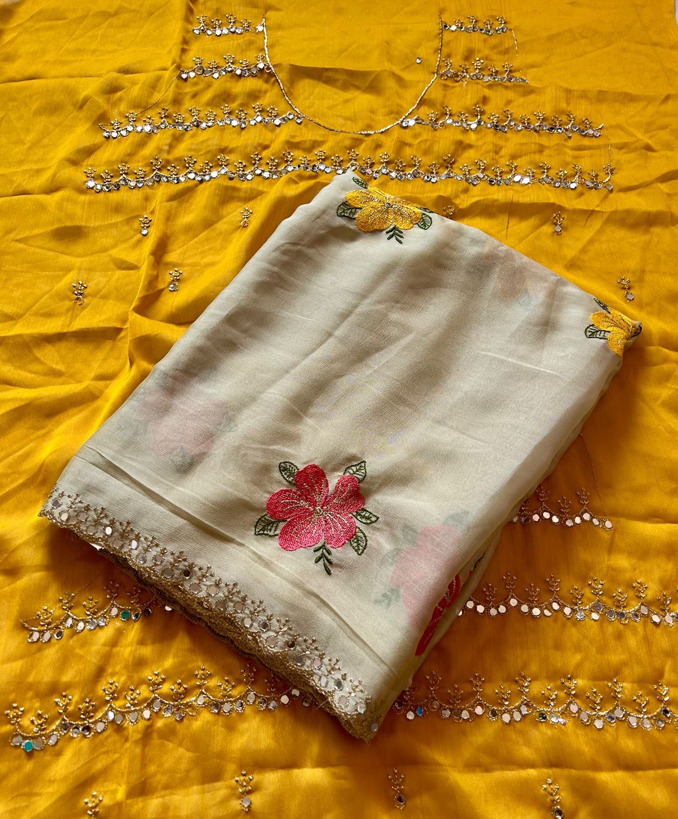 Soft Rangoli silk Saree with embroidery work