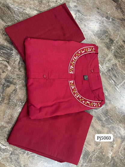 Women's Embroidered& pitten work printed Cotton kurta