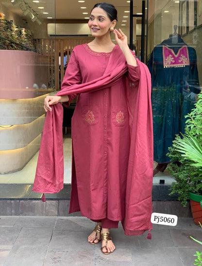 Women's Embroidered& pitten work printed Cotton kurta