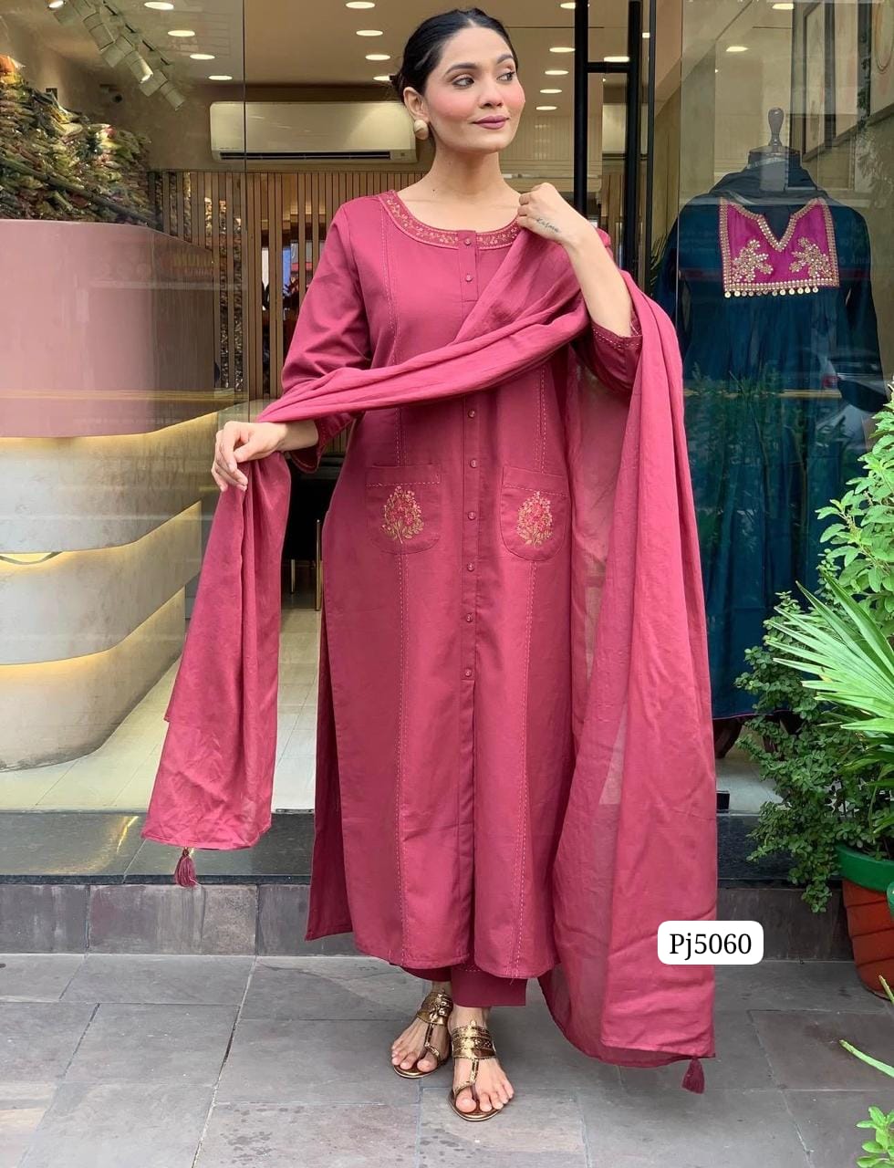 Women's Embroidered& pitten work printed Cotton kurta