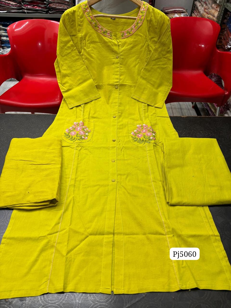 Women's Embroidered& pitten work printed Cotton kurta