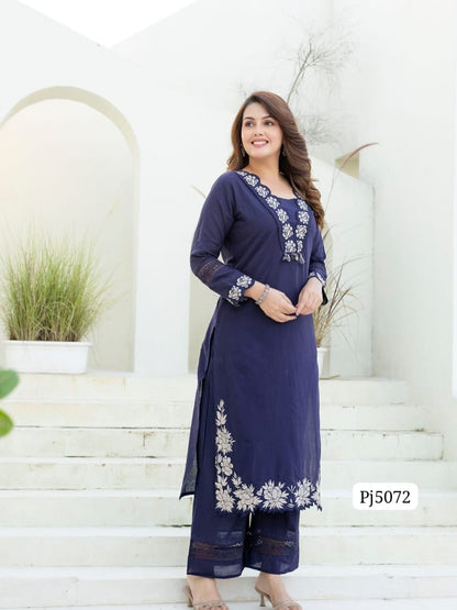 Newstraight kurta set with embroidered pattern