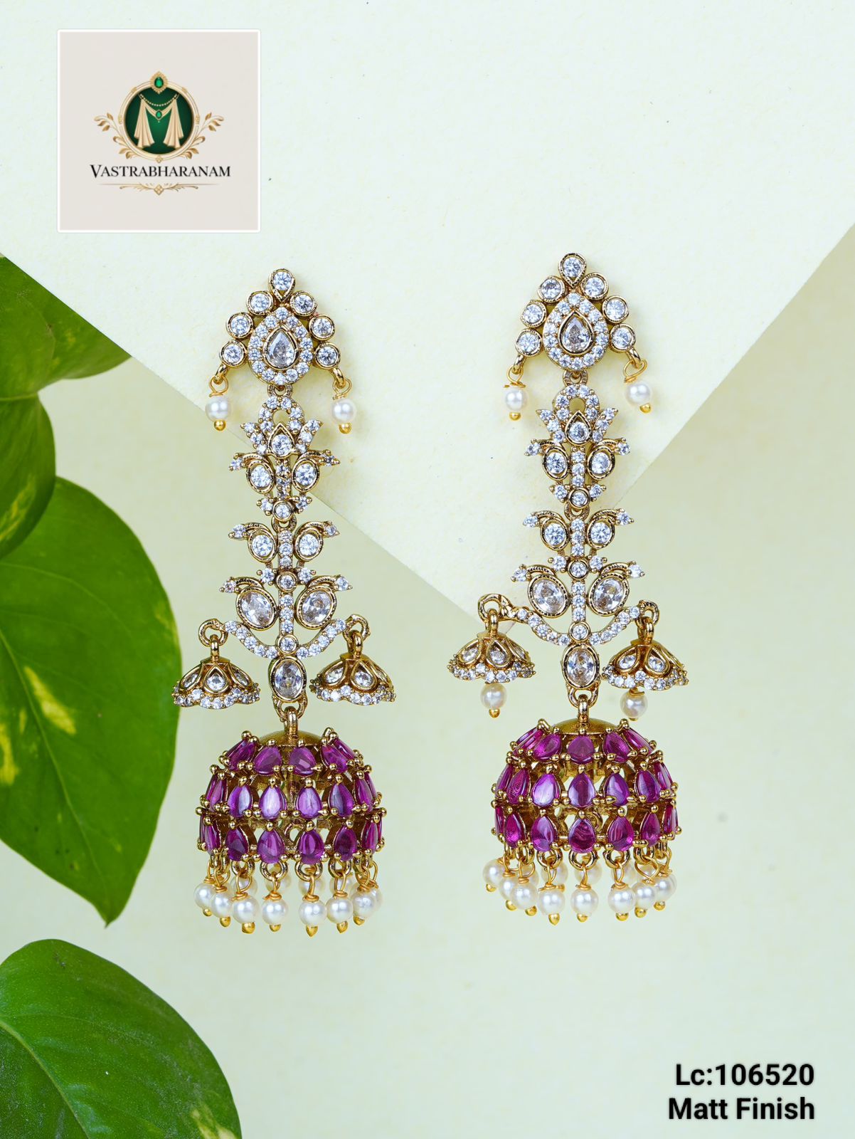 Real Kempu Stone Jhumkis