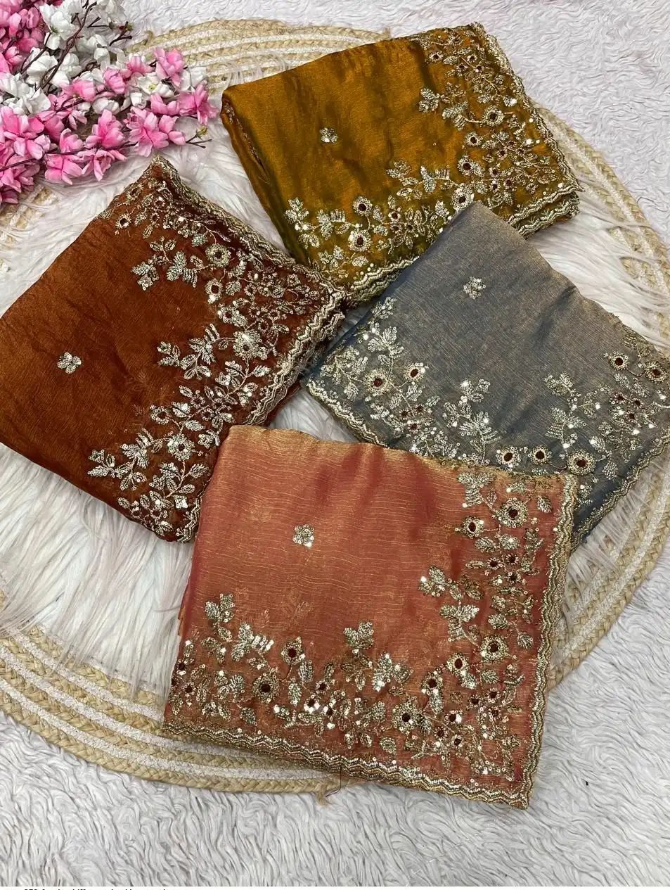 fandy chiffon silk saree
