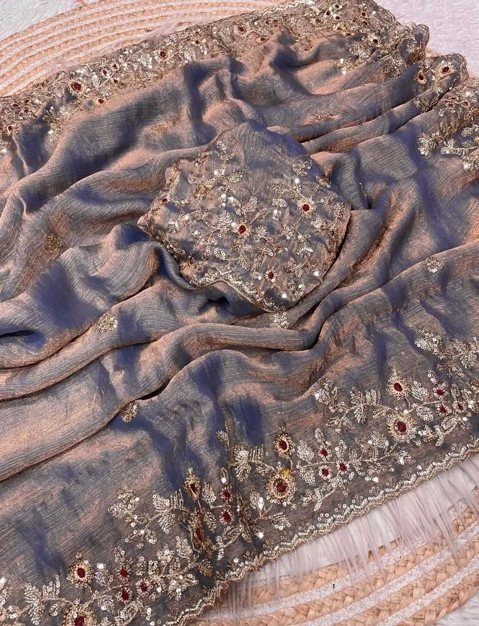 fandy chiffon silk saree