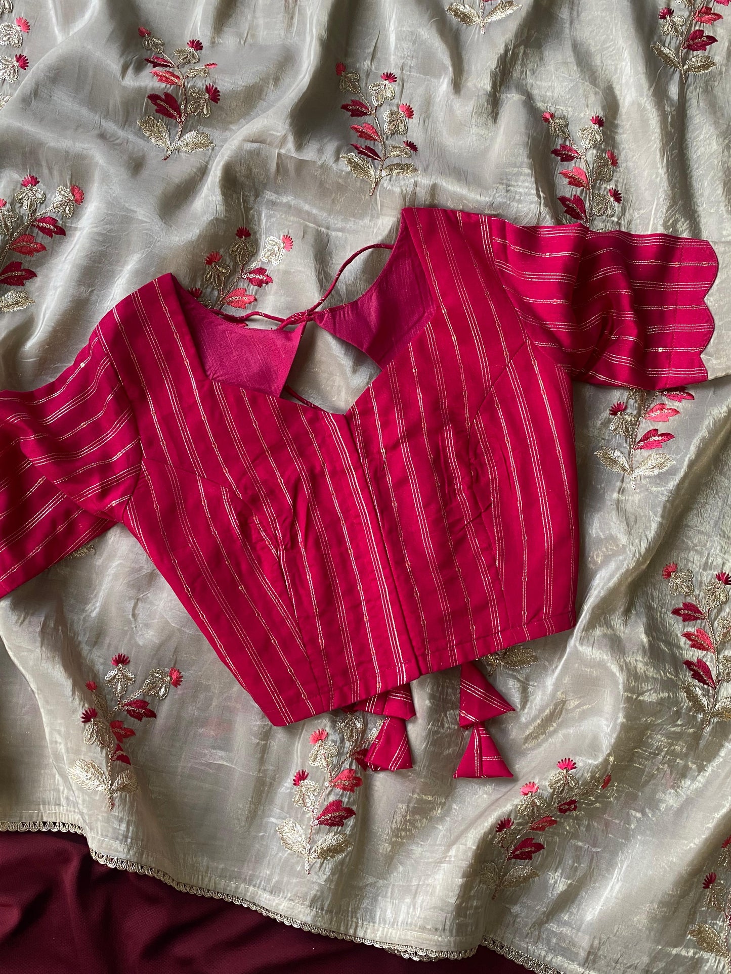 soft  glass tissue saree