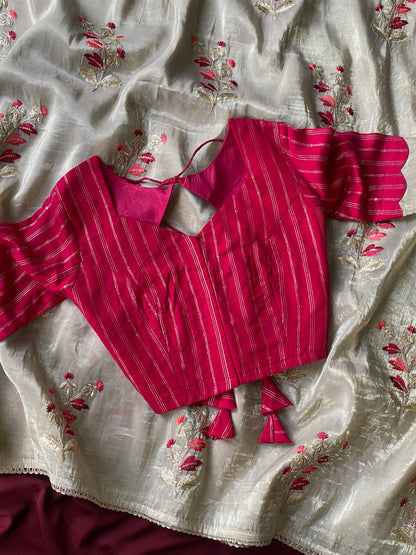 soft  glass tissue saree