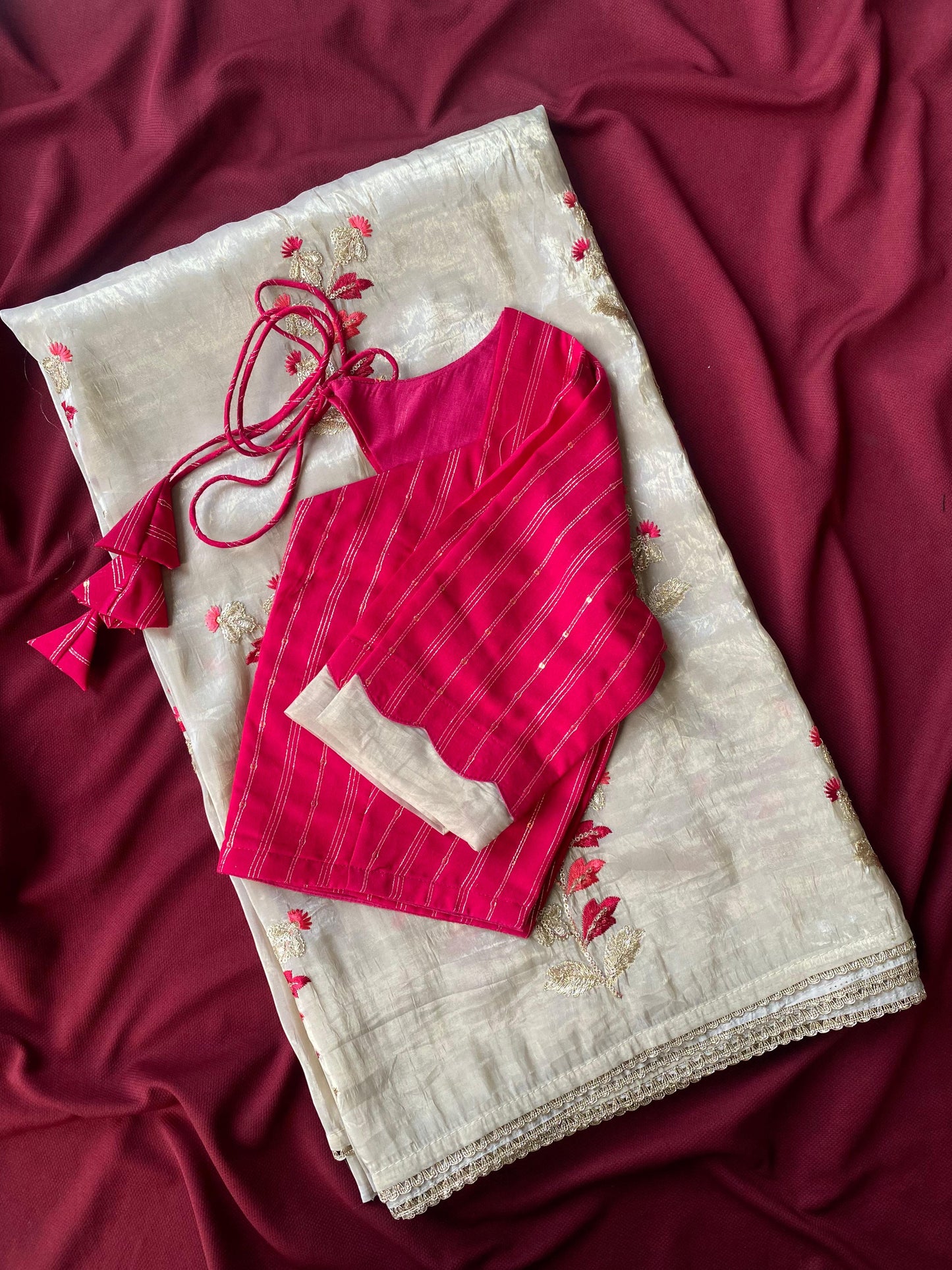 soft  glass tissue saree