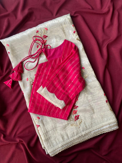 soft  glass tissue saree