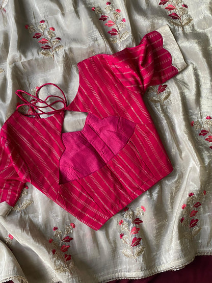 soft  glass tissue saree