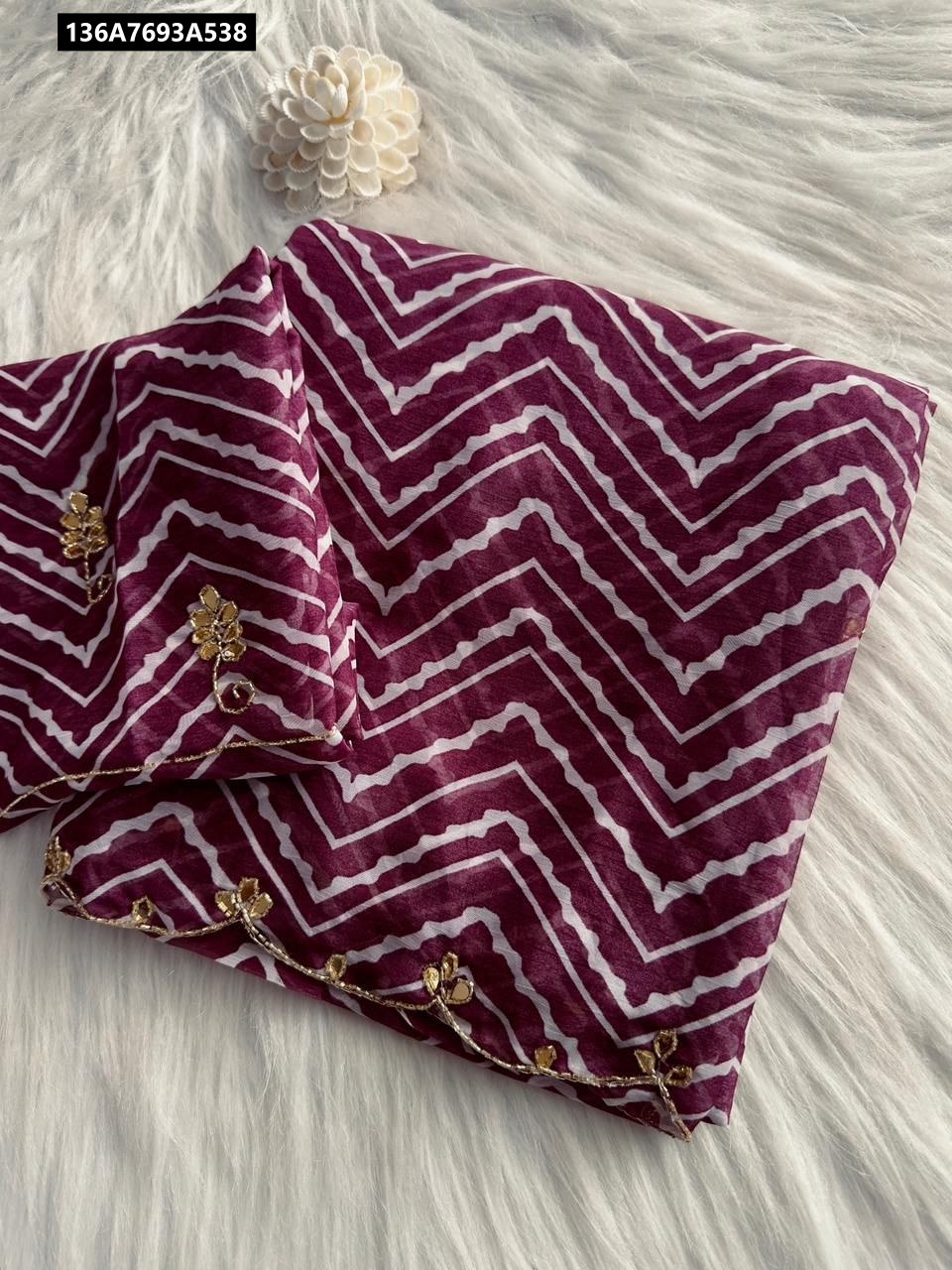 Pure dual shimmer georgette handwork saree