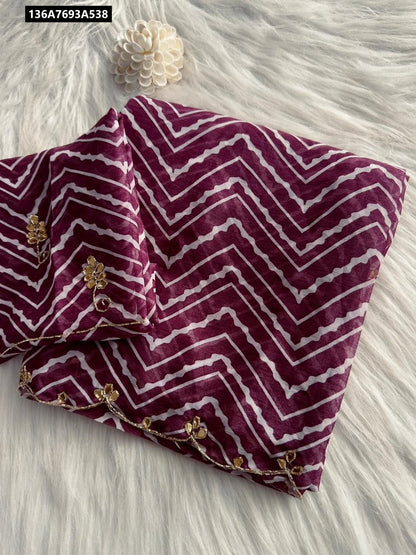 Pure dual shimmer georgette handwork saree