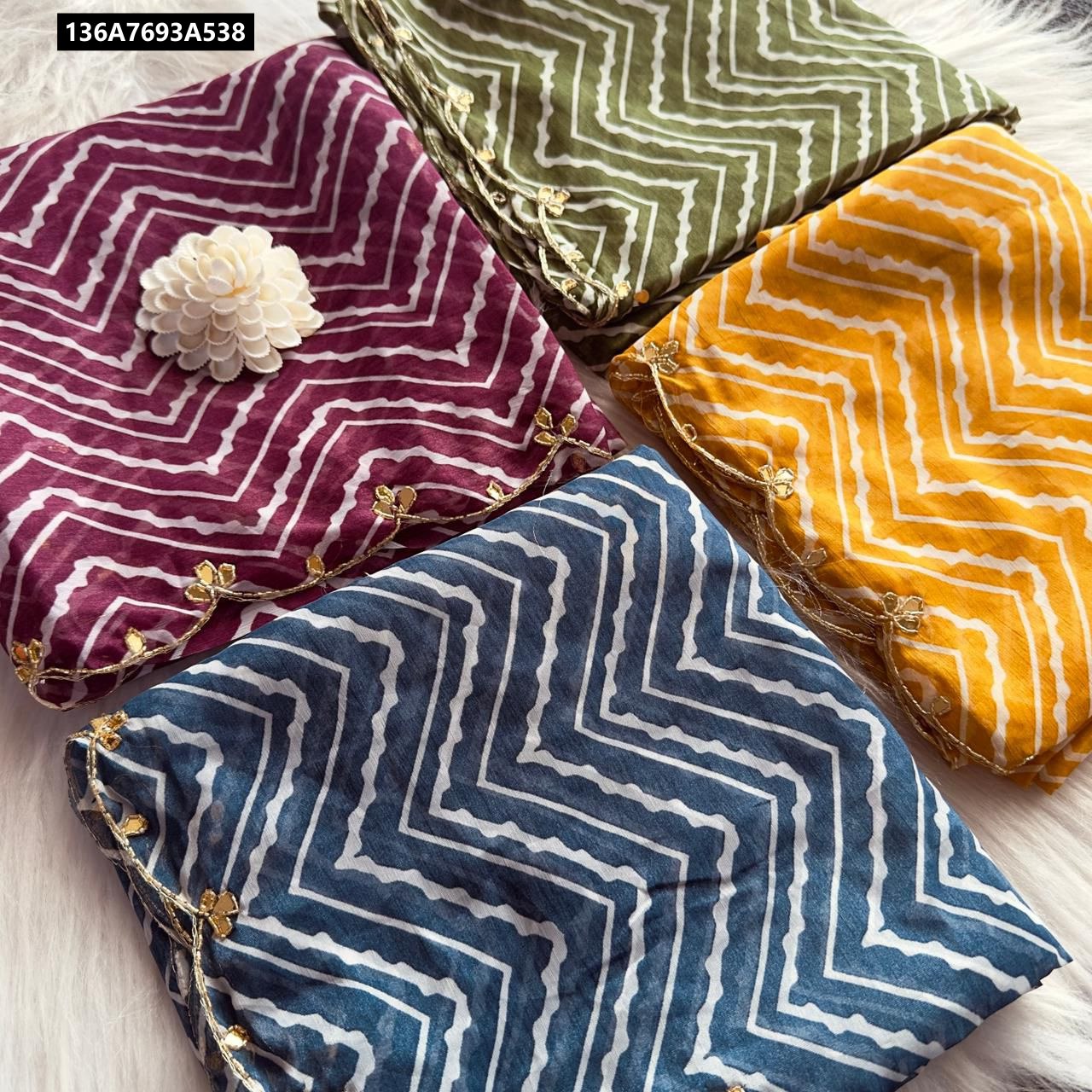 Pure dual shimmer georgette handwork saree