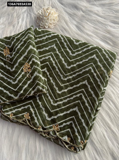 Pure dual shimmer georgette handwork saree