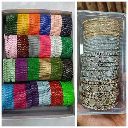 A BEAUTIFUL MIRROR STONE BANGLES COMBO BOX