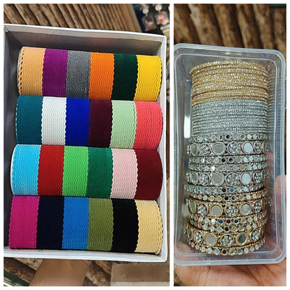A BEAUTIFUL MIRROR STONE BANGLES COMBO BOX