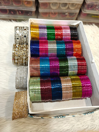 A BEAUTIFUL MIRROR STONE BANGLES COMBO BOX