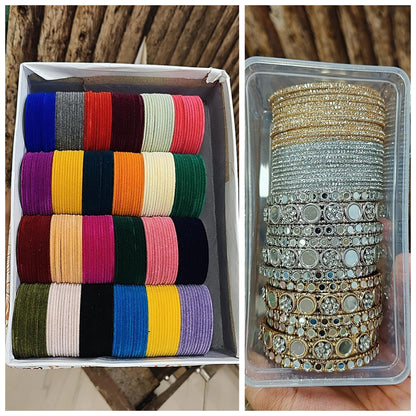 A BEAUTIFUL MIRROR STONE BANGLES COMBO BOX