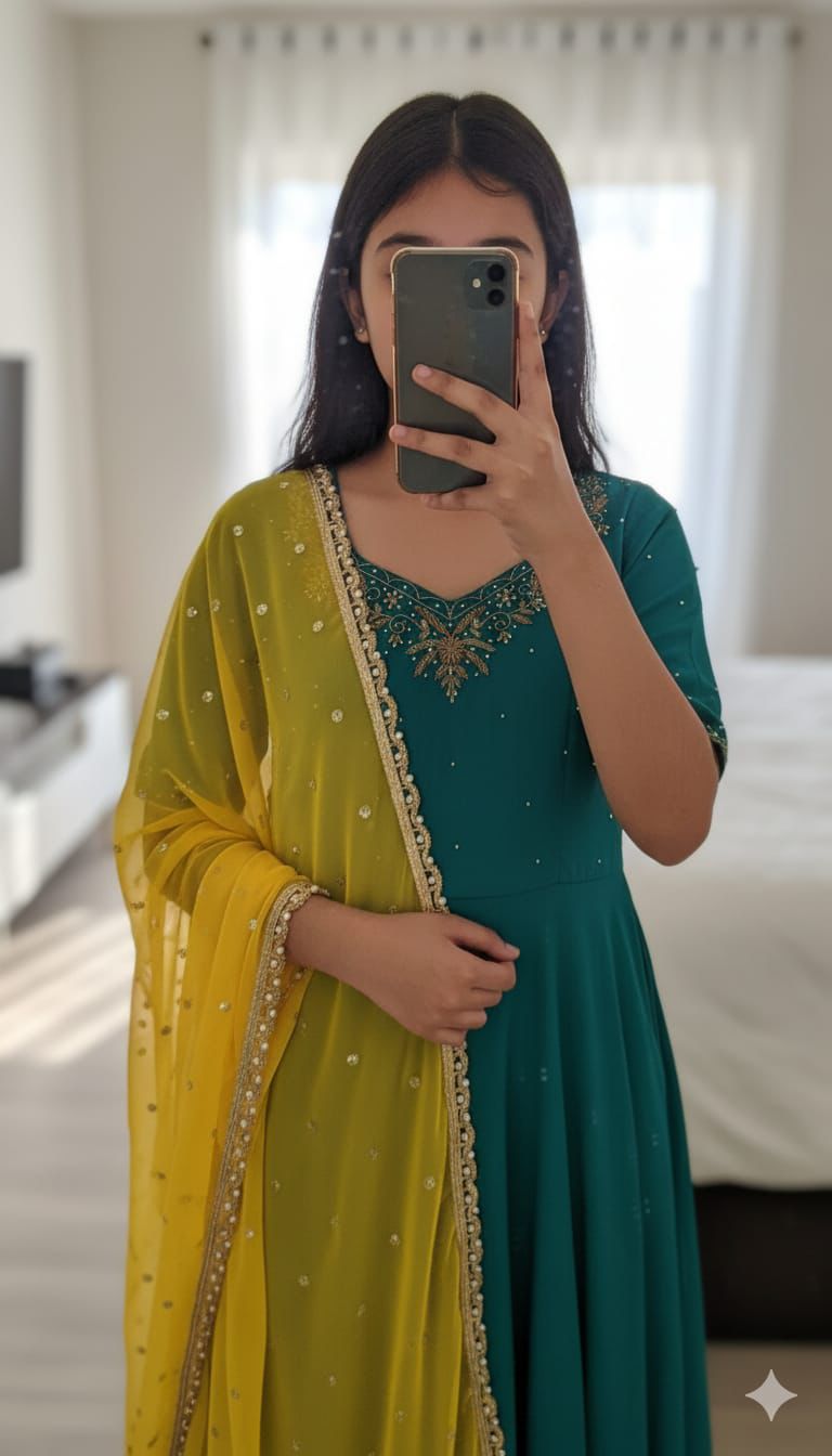 Krishna Handwork Anarkali