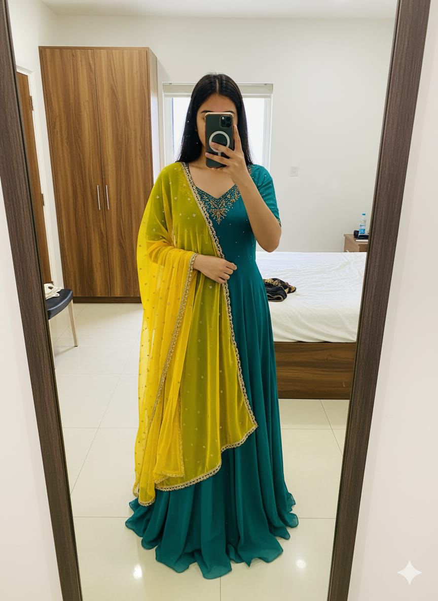 Krishna Handwork Anarkali