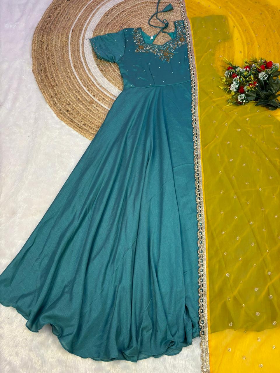 Krishna Handwork Anarkali