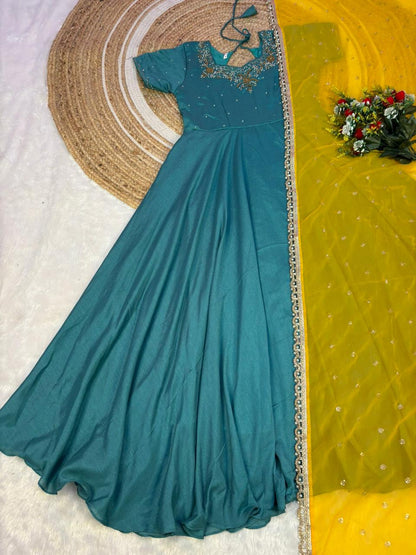 Krishna Handwork Anarkali