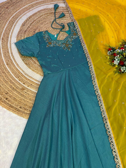 Krishna Handwork Anarkali