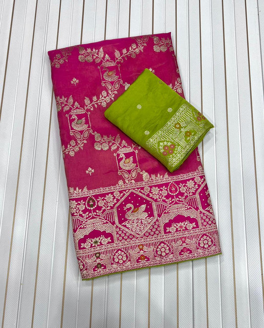 Pure Satin Silk Tissue Viscose Saree