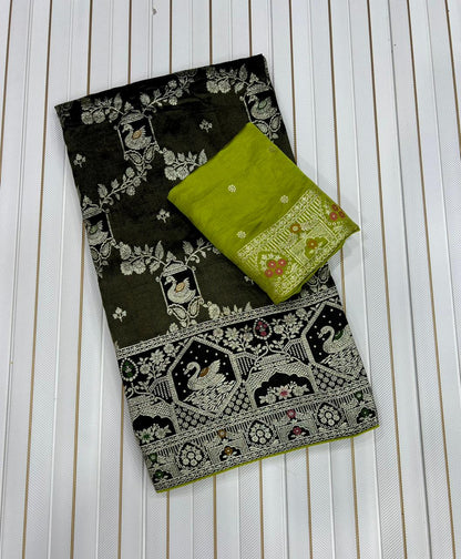 Pure Satin Silk Tissue Viscose Saree