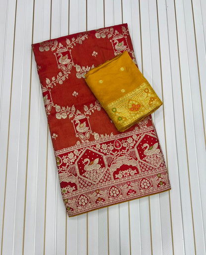 Pure Satin Silk Tissue Viscose Saree