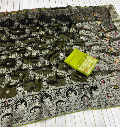 Pure Satin Silk Tissue Viscose Saree