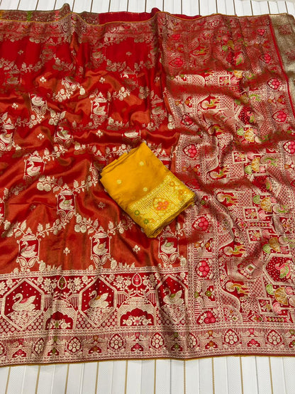 Pure Satin Silk Tissue Viscose Saree