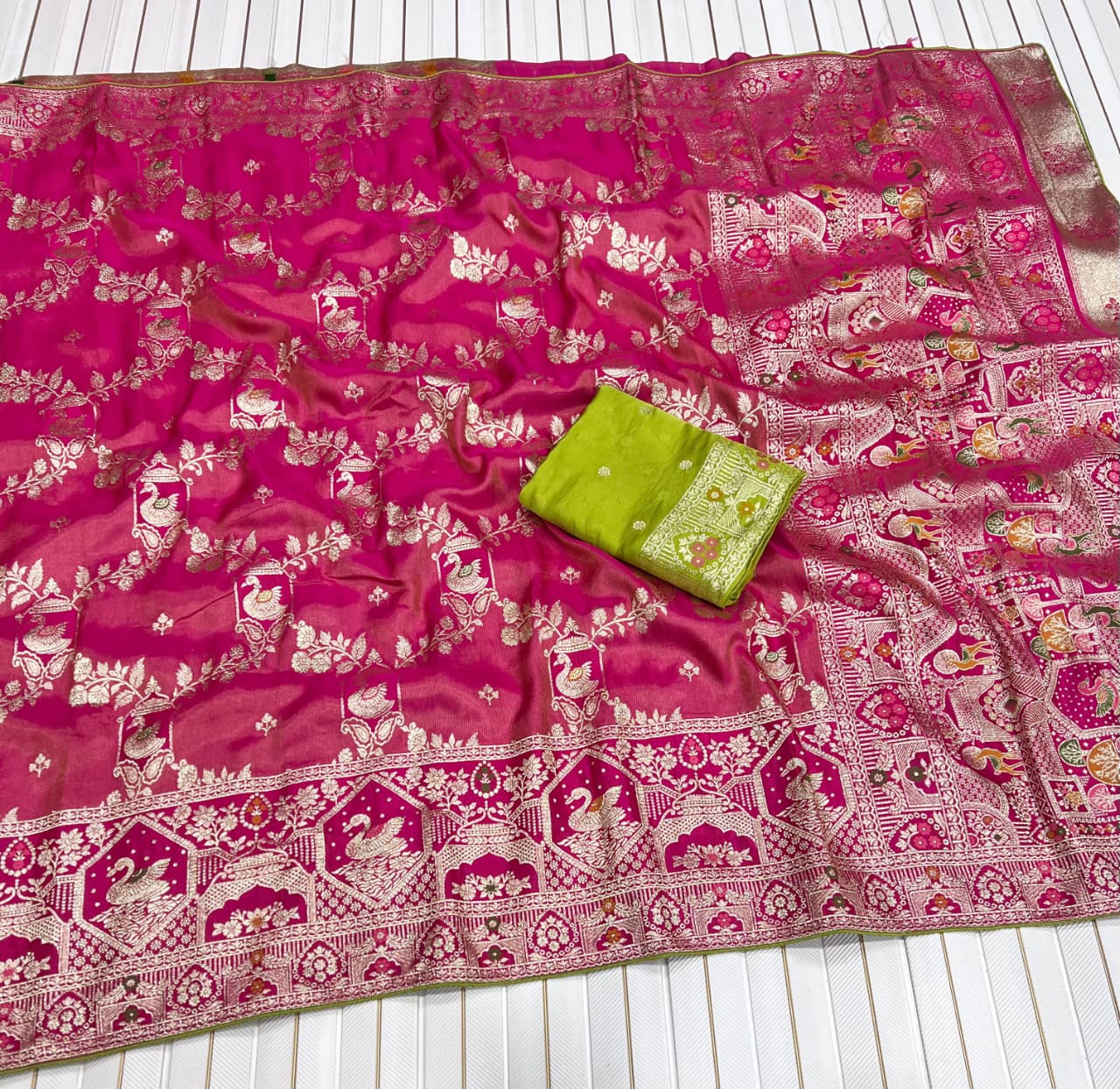 Pure Satin Silk Tissue Viscose Saree