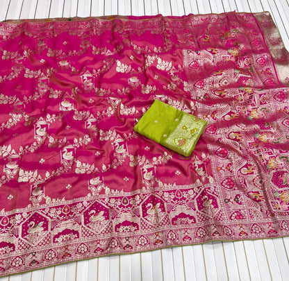 Pure Satin Silk Tissue Viscose Saree
