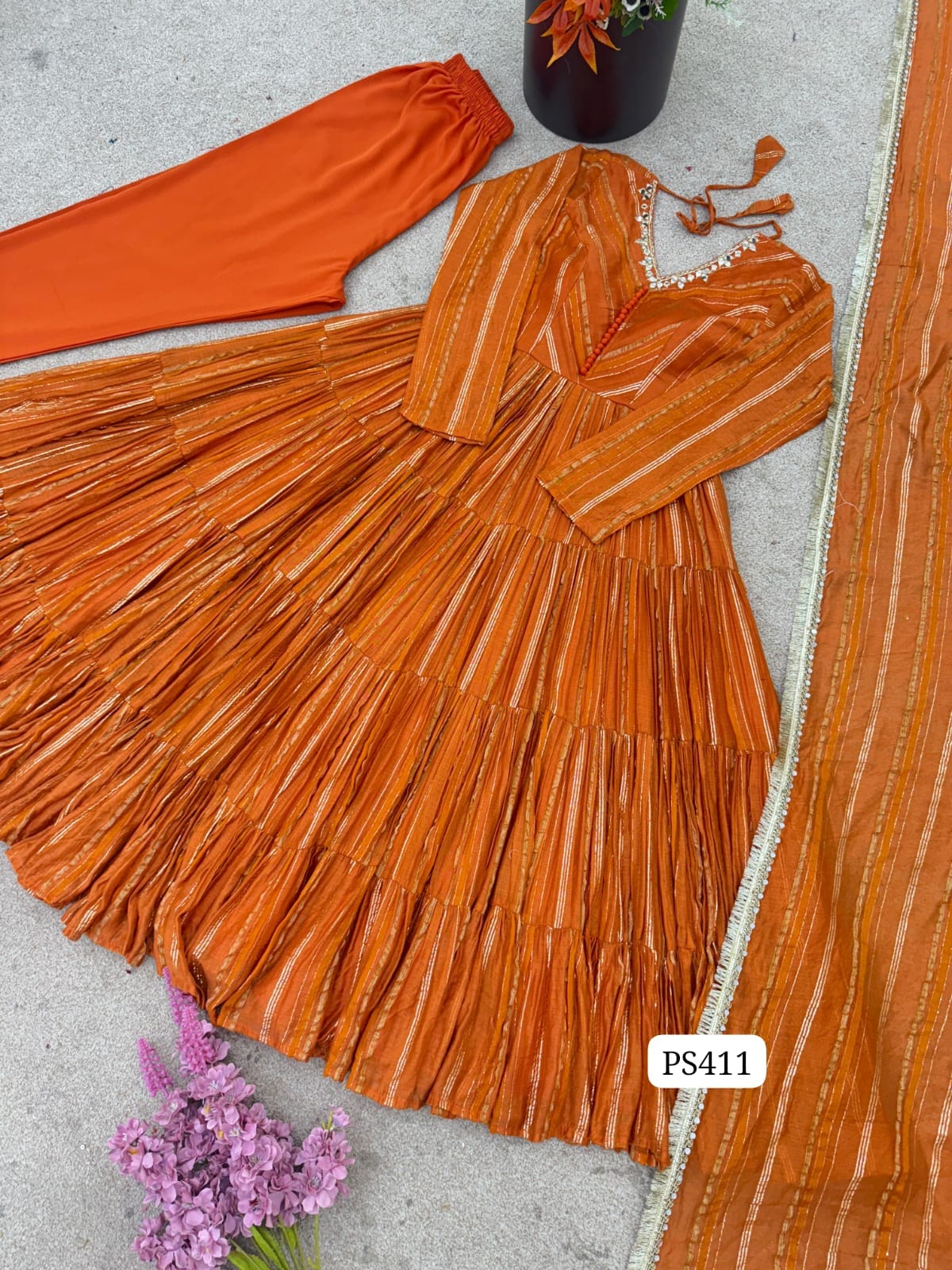 Mul Chanderi Anarkali