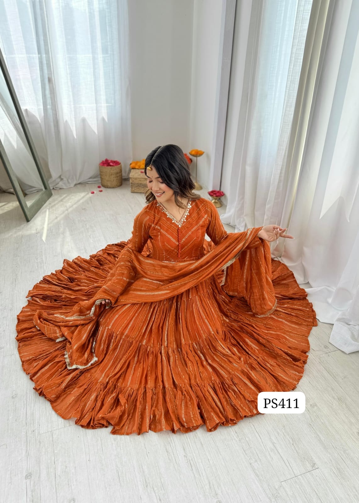 Mul Chanderi Anarkali