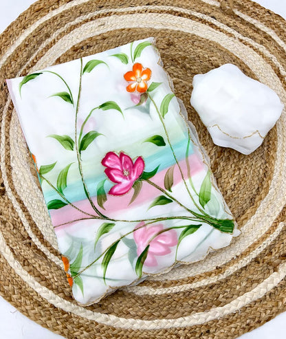 Pure georgette Handwork Saree